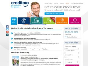 Screenshot der Webseite von creditolo.de